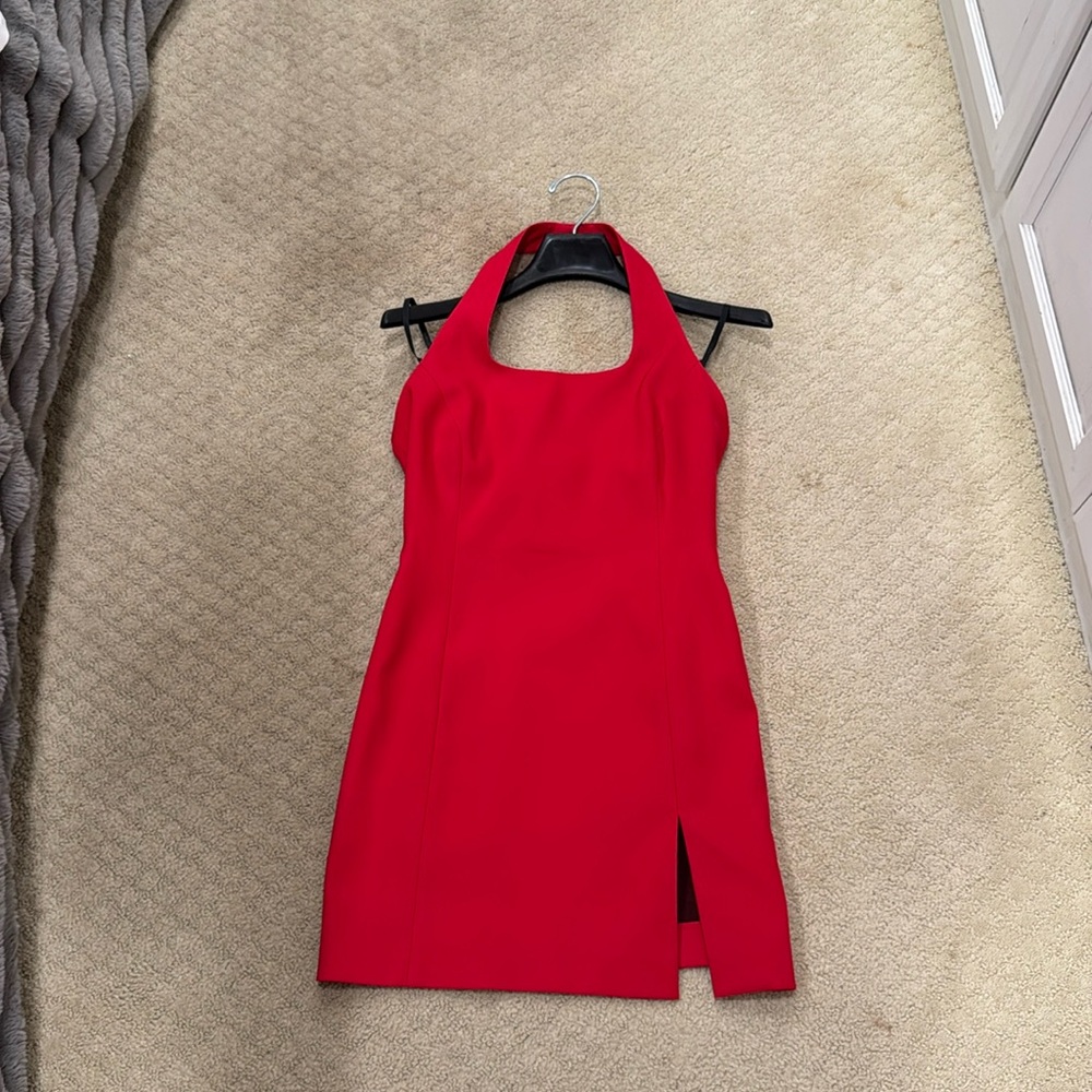 caché size 4 red dress with no wear on it and a halter top with a slit